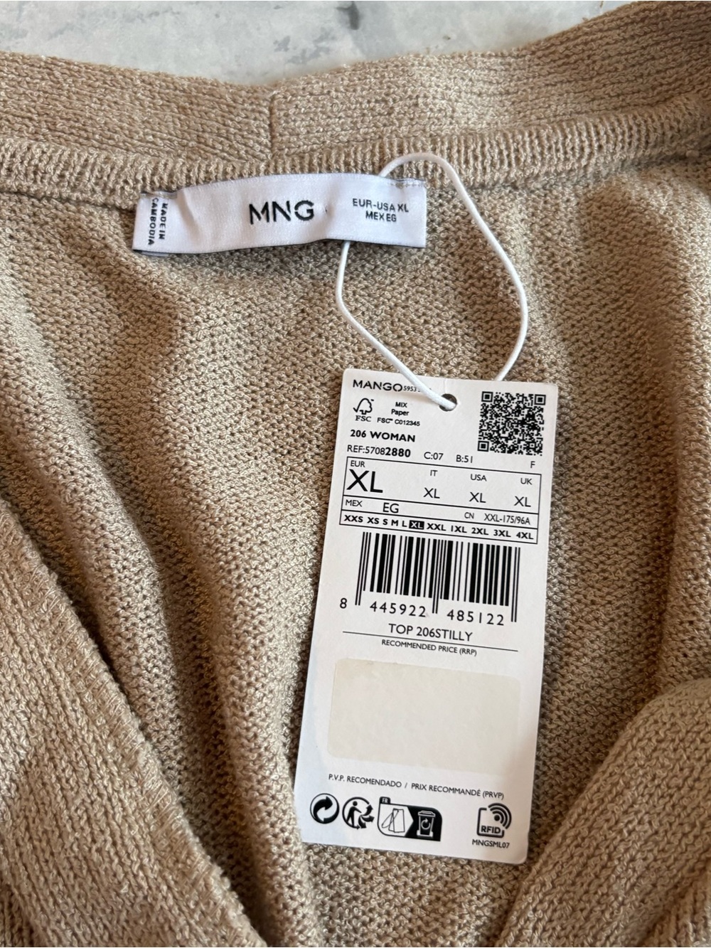 Mango Tan Knit Button Front Tank Top - Picture 2 of 4